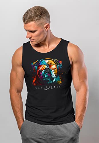 Neverless Herren Tank-Top Print California Bulldog Musik Kunst MotivFashion Shirt XL