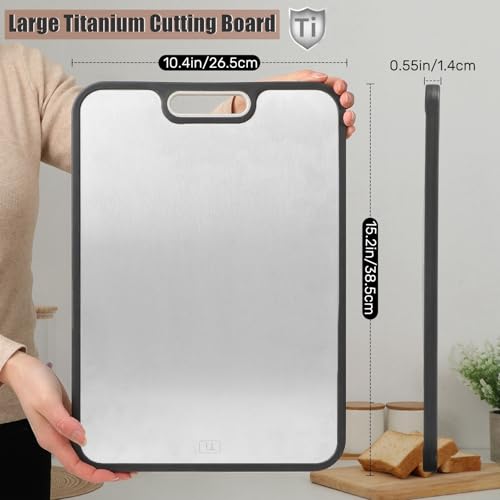 Titanium Cutting Board for Kitchen, Double Sided Cutting Boards for Meat Veggies, Large Non Slip 38.5×26.5cm Titanium Chopping Board for Fruit - Image 3