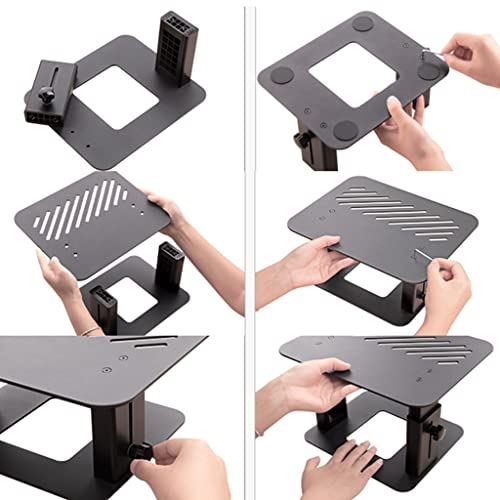 Estante elevado de metal resistente con base ajustable para monitor negro de oficina 7