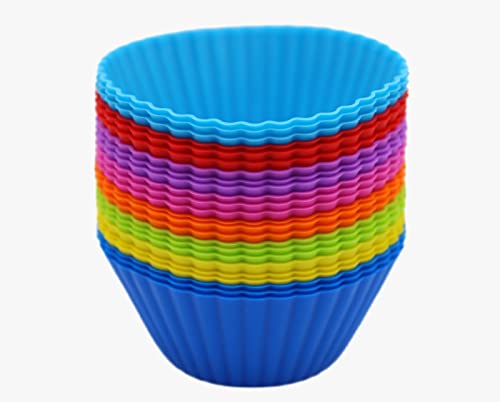 Molde de silicona para magdalenas - Molde de silicona redondo - Moldes para cupcakes - Moldes para magdalenas de silicona libre de BPA - Reutilizables - 8 colores