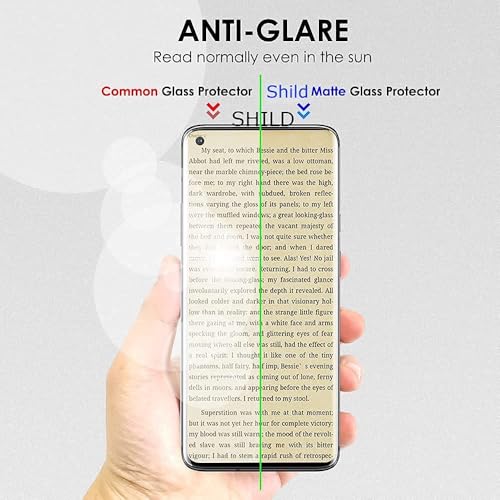 Image of SHILD - (Pack of 1 Curved Matte UV Tempered Glass Screen Protector for - Smartphone - 9H Hardness, HD Clarity, Fingerprint Sensor Compatible, 3-Month Warranty, Easy Installation Kit (Oneplus 8)