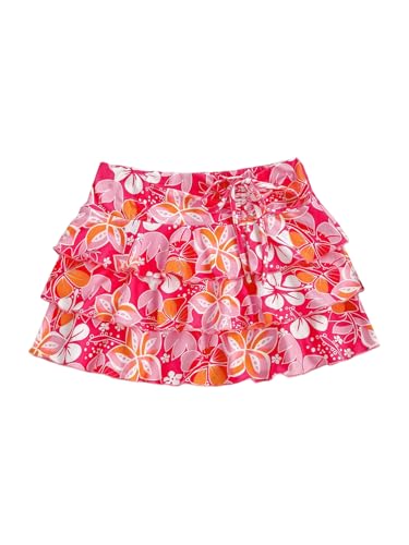 MakeMeChic Women's Floral Print Tiered Skirt Drawstring Tie Front Ruffle Mini Skirts