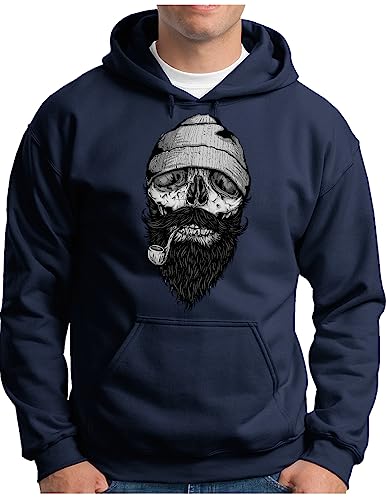 Sweat à capuche Fisherman Skull motif tête de mort marin pull homme grande taille S au 4XL