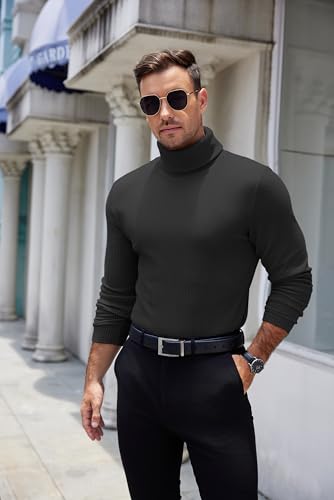 COOFANDY Men's Ribbed Turtleneck Sweater Casual Basic Long Sleeve Knitted Pullover Sweater2