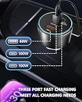 200W Car Charger, USB C Car Charger PD3.0 QC4.0 PPS Fast Charging Car Adapter with 2 100W USB C Cable 3 Port Type C Cigarette Lighter for Dell XPS, MacBook, iPhone 16 15 14, Galaxy S24 Ultra, iPad Pro