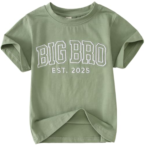 Big Brother Shirts Toddler Baby Boy Embroidery Big Bro Est. 2025 T-Shirt Summer Short Sleeve Tees Announcement Tops
