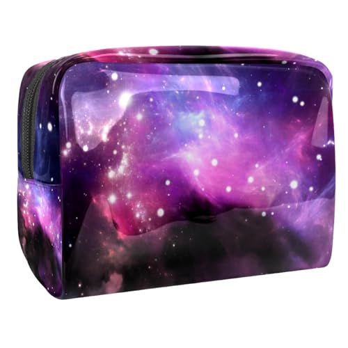 Sac de maquillage violet galaxie idéal pour organiser vos cosmétiques en voyage