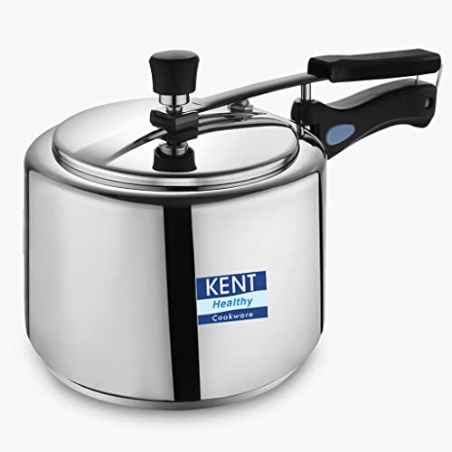 Image of KENT Pressure Cooker SS Inner Lid 2 Litre, 4.6 Heavy Encapsulated Bottom, Injection Moulded Handles for Durability, Lead Free Saftey Valve, Suitable for Induction Cooktops (Stainless Steel, Silver)