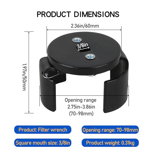 131763310 63600 Oil Filter Wrench - 2 1/2" to 3 1/8" Adjustable Range for Car Filters by 131763310 - Image 2