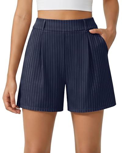 Image of G4Free EverGoing Dressy Casual Shorts for Women 4 inch High Waisted Summer Lounge Pleated Shorts with Pockets