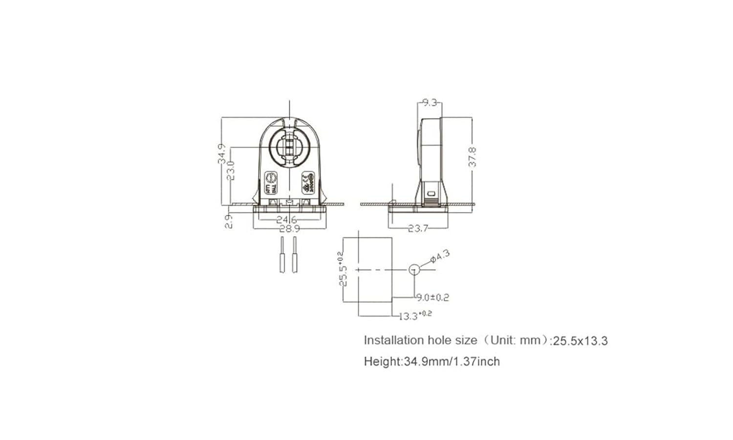 Lamp Bulb Base, T8 Sockets, T8 Tube Lamp Sockets T8 Lamp Socket Replacement - 20pc