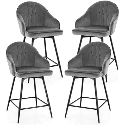 GiantexUK Upholstered Velvet Swivel Bar Stools Cover