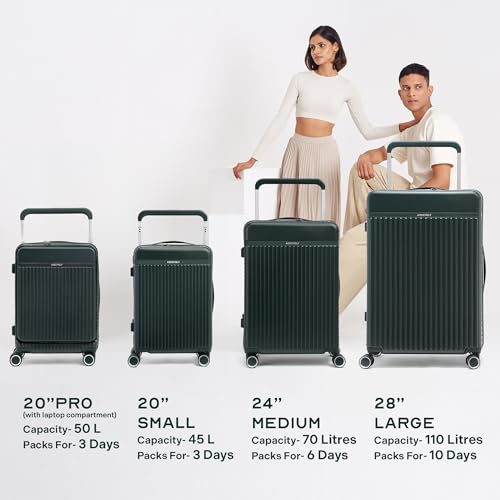 Image of Assembly Rover Trolley Bag Set of 3 20, 24, 28 Inch Hard Shell Polycarbonate Luggage Set Wide Trolley Design with TSA Lock 8 Spinner Wheels, Green