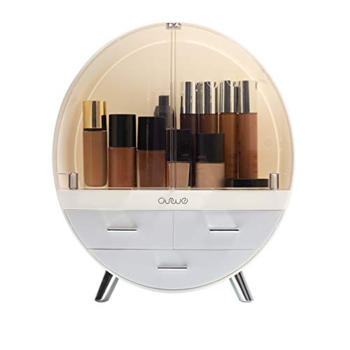 Image of Elegant Dustproof Makeup Storage Organizer Box, Waterproof Medium Cosmetics Organizer Storage with Drawers Skincare Cosmetic Display Cases for Countertop Bathroom Dresser Dedroom