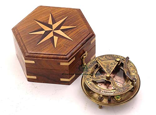 Roorkee Instruments India Captain Sundial Compass with Box Dolond London Sun Clock
