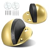2 Pack Door Stop, Adhesive Floor Door Stoppers for Bottom of Door No Drill Rubber Bumper Doorstop Wall Protector, Floor Mounted Door Stops, Gold