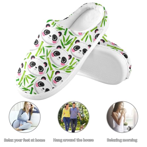 House Fuzzy Slippers Cute Panda Bamboo Anti-Slip Warm Shoes for Womens and Men 23017143