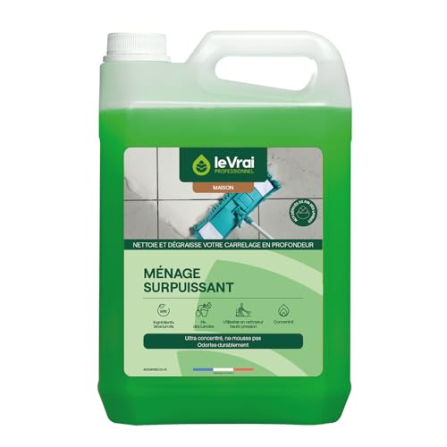 LE VRAI PROFESSIONNEL – Ménage Surpuissant - Nettoyant Dégraissant Multi-Surfaces – Sols & Carrelage – Détergent Non Moussant – Pin des Landes –...
