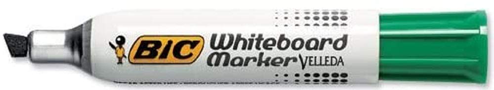 BIC Velleda Whiteboard Marker 1781 Punta de cincel Verde 12pieza(s) - Marcador (Verde, Punta de cincel, Blanco, Blanco, Metal, Medio)