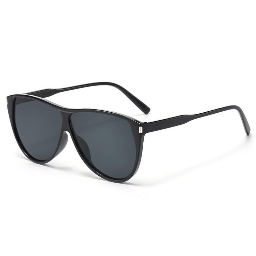 Minimalistische Retro-Sonnenbrille im Oversize-Stil mit farbigem Rahmen, einzigartigem Trend, UV-Schutz, klassischer Fahrbrille, Schwarz/Grau