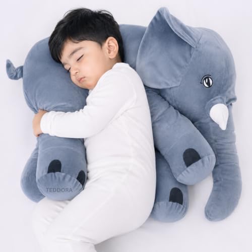 Image of Big Jumbo Elephant Soft Toy for Kids Girls Boys,Grey,Big cushionAnimal Plush Stuffed Baby Teddy Gift Birthday, 60 cm