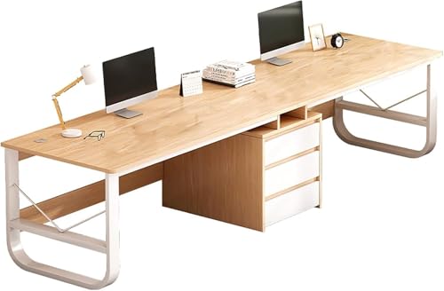 Mesas dobles, mesas de computadora súper largas, mesas con cajones, estaciones de trabajo dobles en oficinas familiares, mesas de computadora de madera grandes, escritorios C,200CM