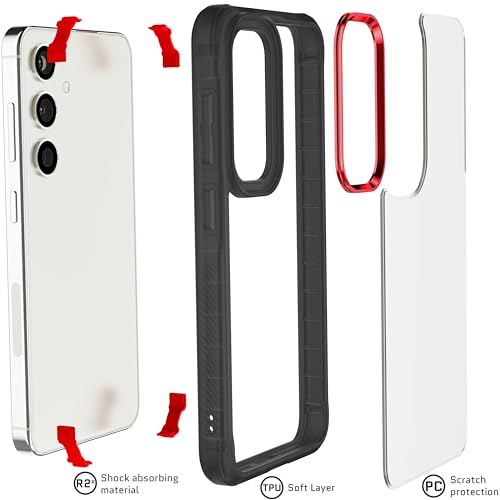 Image of Ghostek Covert Galaxy S24 Clear Case with Military Grade Shockproof Protection, Non-Slip Grip, Protective Silicone Phone Cover Designed for 2024 Samsung Galaxy S24 (6.2 inch) (Smoke)