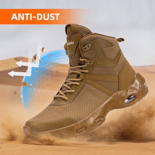 Image of Military Tactical Boots Men Wide Waterproof 6 Inches Lightweight Durable Side-Zip Combat Boots Work Hiking Non Slip Boots