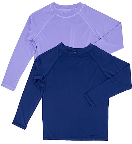 MISS POPULAR Girls 2-Pack UPF50+ Rash Guard Sun Swimming Long Sleeve Tee for Pool Beach Summer