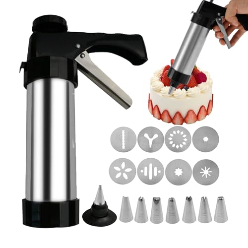 Salyeeluly Churro de acero inoxidable, kits para hacer churros | Máquina para hacer churros higiénica y resistente - Máquina de churros con 8 boquillas laminadoras, bolsa laminadora para familiares,