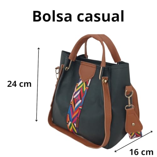 Bolsa Feminina Fashion Com Acessorios Sacola Bag Elegante Preta e Marrom Alça de Mão e Ombro Crossbo