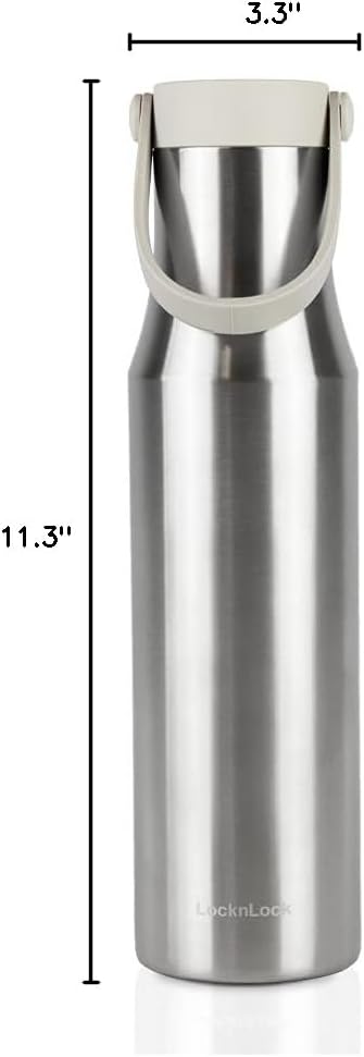 LocknLock Metro Tumbler Stainless Steel Vacuum Insulated Single Cap Travel Mug - Water Coffee Cup w/Hand Strap for Home, Office, Outdoor Works Great for Cold Drinks and Hot Beverages (Silver, 24oz) - Image 8