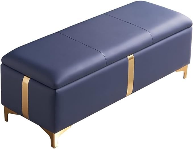 Tabouret de rangement pour entrée de maison bleu marine