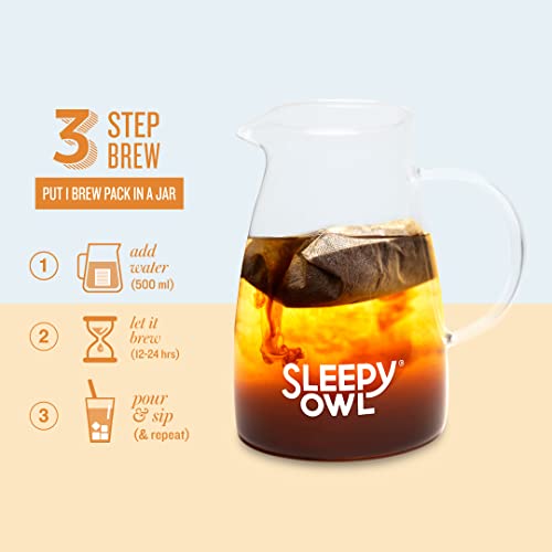 Image of Sleepy Owl Caramel Cold Brew Coffee Bags | Set of 5 Packs - Makes 15 Cups | Easy 3 Step Overnight Brew - No Equipment Needed | Medium Roast | 100% Arabica | Directly Sourced From Chikmagalur