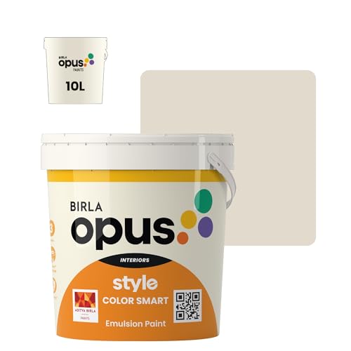 Image of Birla Opus Style Color Smart Premium Interior Emulsion Paint-10L, Well Groomed Poodle Colour, Smooth Matt Finish-Superior Coverage, Washable, Non Chalking-For Bedroom, Living Room, Office