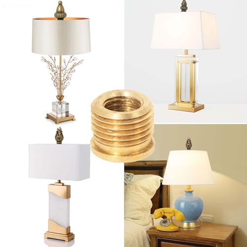 Image of 4 Pcs Brass Lamp Finials Adapter - 1 /8 IP (3 /8 inch) to 1 /4-27 Thread Reducer, 10mm Polished Decorative Top Cap for Table & Floor Lamps, Copper Tone Finish (0.39 inchx0.31 inch)