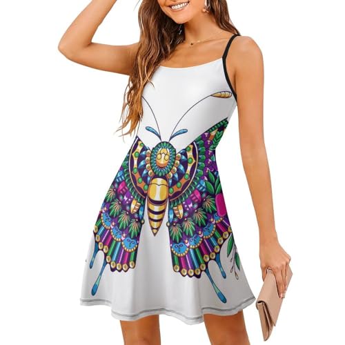 Robe d'été papillon coloré fluide et légère au style bohème