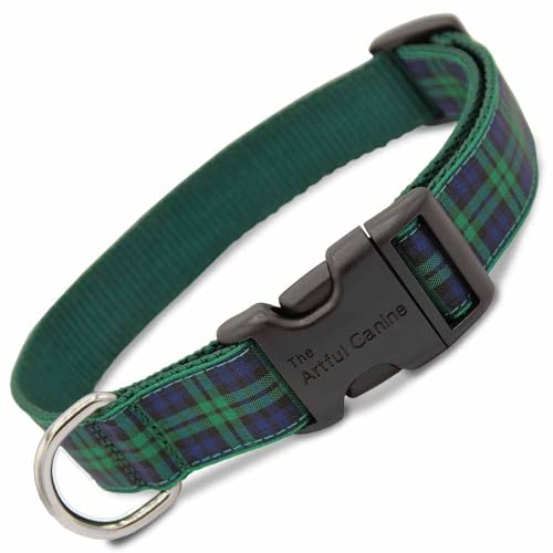 Blackwatch Plaid Dog Collar, Medium Dogs, 22-35lbs (Collar: 3/4