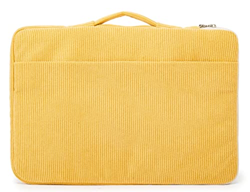 Kinmac Corduroy 360 Protective Water Resistant Laptop Case Bag Sleeve for HP Lenovo Dell ASUS Acer Most 14 inch Laptops, MacBook Pro (Yellow)
