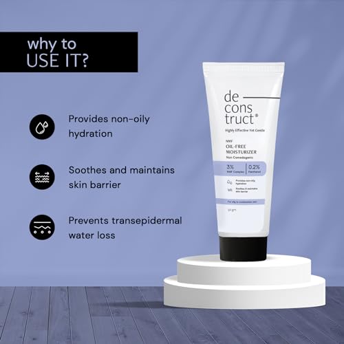 Image of Deconstruct Oil-Free Moisturizer | Non Sticky, Lightweight, Non-Comedogenic & Fast-Absorbing | Tested for 72H Hydration | For Oily, Acne-Prone & Sensitive Skin | 50gm (Pack of 2)