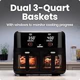 CHEFMAN 6 Quart Dual Basket Air Fryer Oven with Easy View Windows, Sync Finish, Hi-Fry, Auto Shutoff, 2 Independent 3Qt Nonstick Dishwasher Safe Frying Baskets, Digital Double Air Fryer - Black