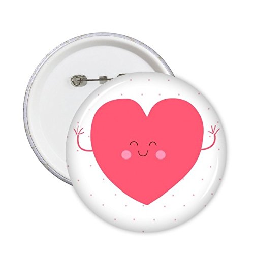 Badge bouton rond coeur rose motif visage souriant pour décoration vêtement tissu