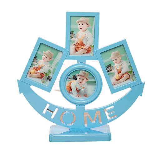 GRTG Children's Cute Combination Frame, Sailboats, Guitars, Umbrellas, Cars, Planes, Can Print Photos (Color : Home Blue, Size : Photo Frame)