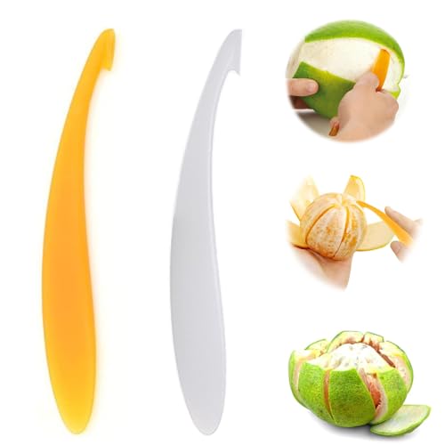 2 pcs Sbucciatore d'arancia, Multifunzionale e Riutilizzabile Sbucciatore d'agrumi, Attrezzi per la Frutta Adatti a Limone, Arancia e Pompelmo (1 bianco 1 arancione)
