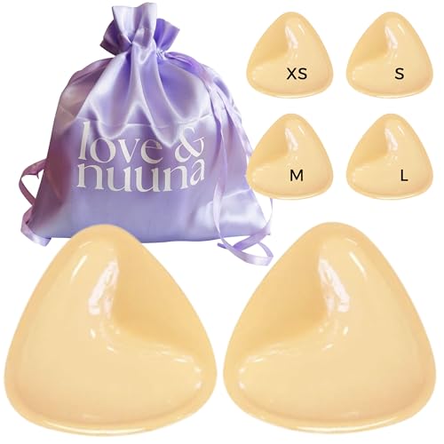 love & nuuna Double Sided Sticky Push Up Bra Inserts - Reusable Adhesive Bra with Padding - Sticky Bra for Dresses Bikinis and Bathing Suit Inserts Size Small Nude