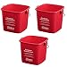 Small Red Sanitizing Bucket - 3 Quart Cleaning Pail - Set of 3 Square Containers