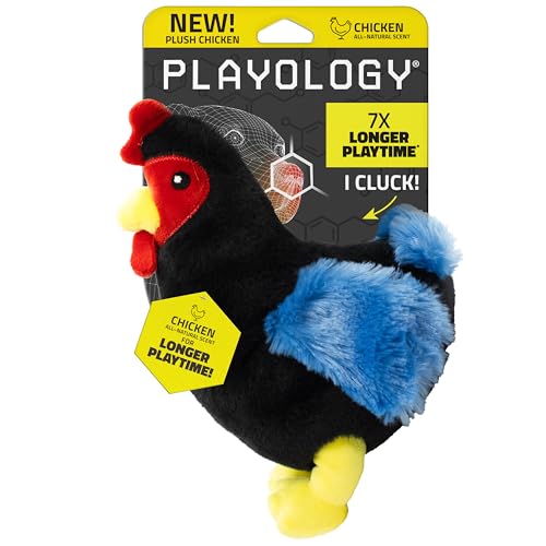 Playology Dog Toys | Plush Hen Stuffed Animal for Dogs | Chicken Scented Medium Toy that Clucks | Plush Chew Toy for Dogs
