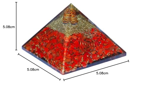 Image of Red Jasper Crystal Pyramid |Size-2Inch Approx | Large Healing Pyramid for Grounding, Energy Cleansing, and Emotional Stability|Spiritual Decor for Home and Office|