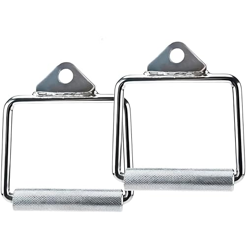 Image of Pair of D-Shaped Handles with Knurled Grip - Cable Machine Attachments for Versatile Upper Body Workouts