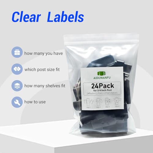 Image of 24 Pcs Wire Shelf Clips for 3 /4 Inch Post,Universal Wire Shelving Accessories,Secure Locking 19mm Metal Shelf Clips Replacement (24Pcs=12Pairs)